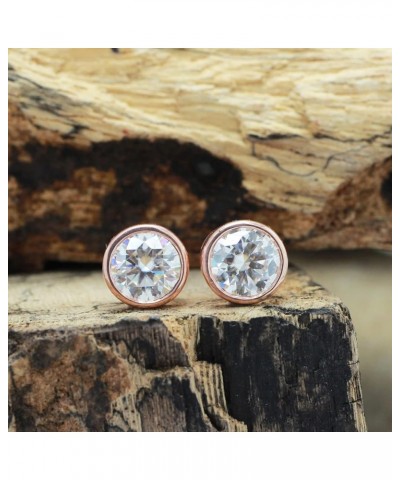 1 8/9CTTW 6.5MM Round Cut Lab Created Moissanite Diamond Solitaire Stud Earrings In 10K Solid Gold Jewelry With Push Back (G-...