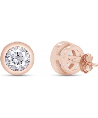 1 8/9CTTW 6.5MM Round Cut Lab Created Moissanite Diamond Solitaire Stud Earrings In 10K Solid Gold Jewelry With Push Back (G-...