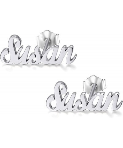 925 Sterling Silver Personalized Name Stud Earring Custom Name Earrings—Customize Your Own Earring with Name Sterling Silver-...