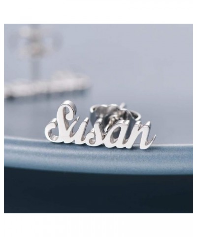 925 Sterling Silver Personalized Name Stud Earring Custom Name Earrings—Customize Your Own Earring with Name Sterling Silver-...