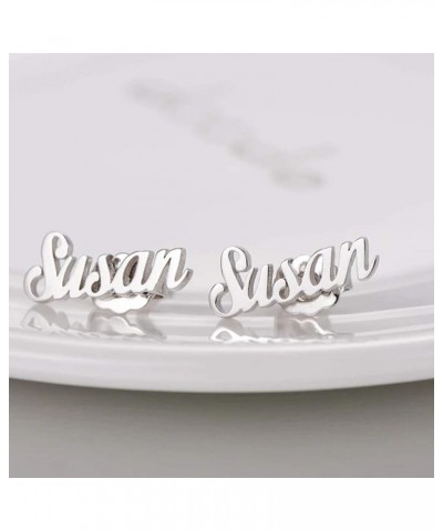 925 Sterling Silver Personalized Name Stud Earring Custom Name Earrings—Customize Your Own Earring with Name Sterling Silver-...