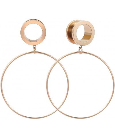 Ear Tunnels Large Hoop Ear Plugs Rose Gold Ear Gauges 316L Stainless Steel Expander Dangle Gauges 6g-3/4 IN Rose gold $7.53 B...