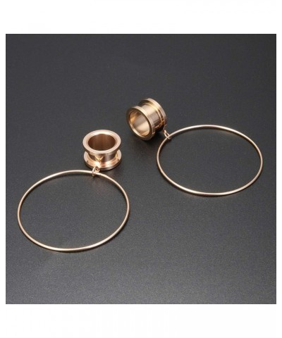 Ear Tunnels Large Hoop Ear Plugs Rose Gold Ear Gauges 316L Stainless Steel Expander Dangle Gauges 6g-3/4 IN Rose gold $7.53 B...