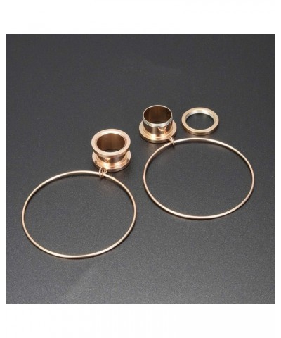 Ear Tunnels Large Hoop Ear Plugs Rose Gold Ear Gauges 316L Stainless Steel Expander Dangle Gauges 6g-3/4 IN Rose gold $7.53 B...