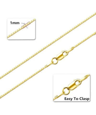 0.8mm Italian Box Chain Necklace 925 Sterling Silver 16" - 30" With Silver Polishing Cloth 1mm Gold plated sterling silver lo...