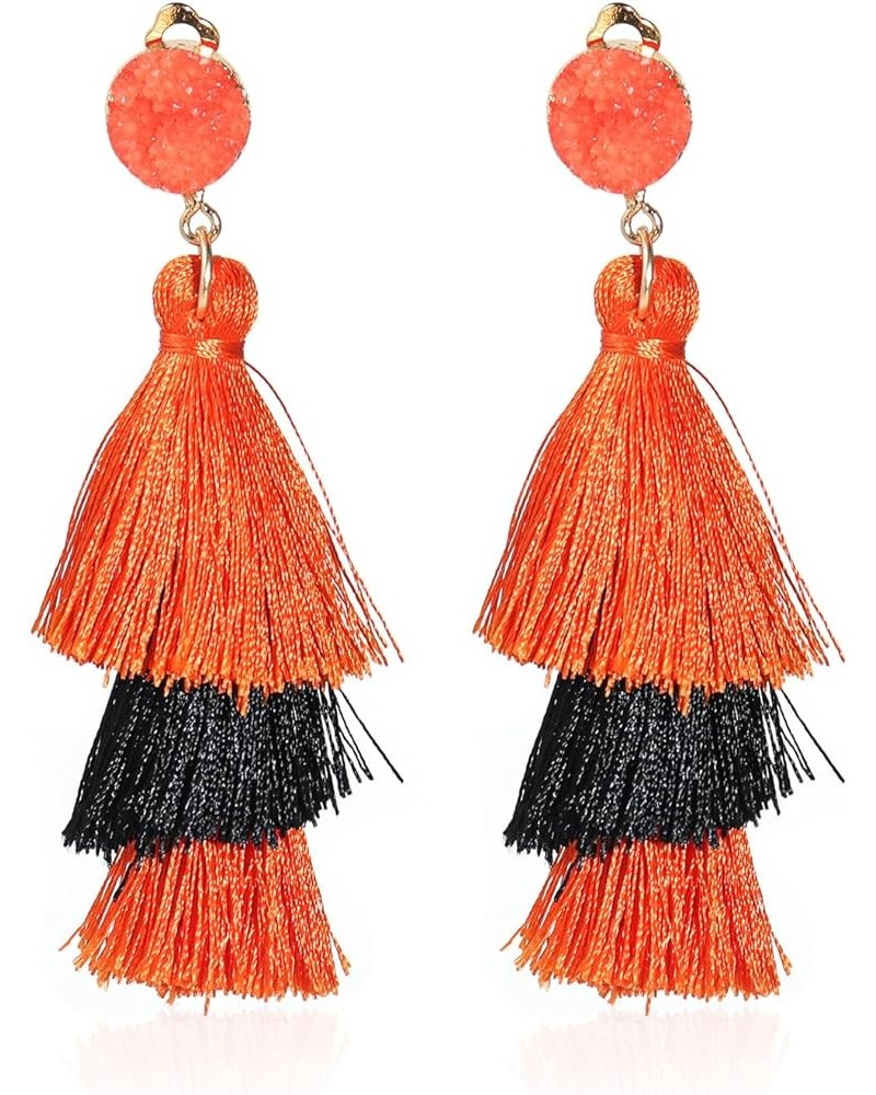 Halloween Christmas Clip On Earrings Non Piercing Jewelry for women Girls Boho Statement Layered Tassel Drop dangling Earring...