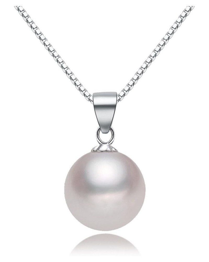 925 Sterling Silver Pearl Pendant Necklace with 12MM Handmade Freshwater Cultured Pearl Pendant for Women Charms Collar Penda...