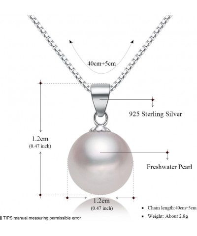 925 Sterling Silver Pearl Pendant Necklace with 12MM Handmade Freshwater Cultured Pearl Pendant for Women Charms Collar Penda...