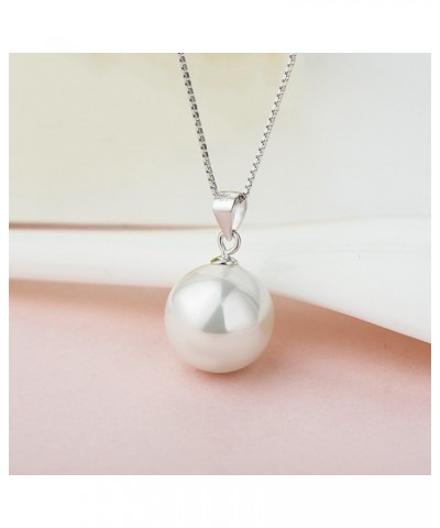 925 Sterling Silver Pearl Pendant Necklace with 12MM Handmade Freshwater Cultured Pearl Pendant for Women Charms Collar Penda...