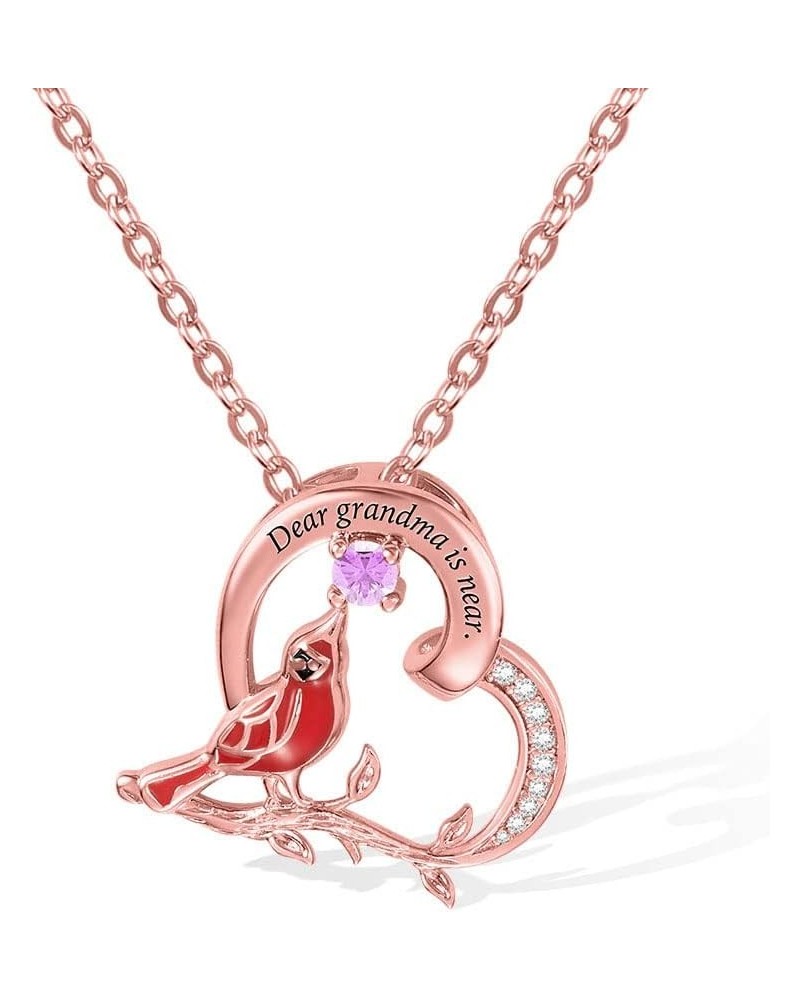 Personalized Angel Red Bird Cardinal Heart Birthstone Pendant Name Message Engraving Necklace Custom Women Charm Mothers Day ...