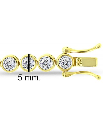 925 Sterling Silver CZ Cubic Zirconia 0.15" Round-Cut in Bezel Set Tennis Bracelet, 7.5 Gold Flashed $26.40 Bracelets