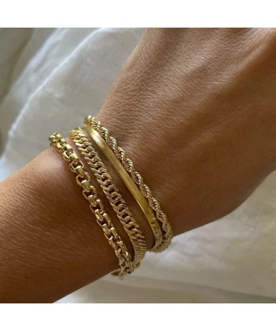 Dainty Gold Layered Bracelet for Women 14K Gold Plated Layered Bracelet Set Layering Bracelets Simple Satellite Box Coins Bea...