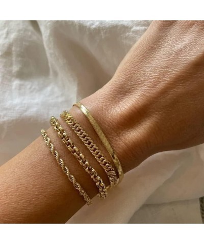 Dainty Gold Layered Bracelet for Women 14K Gold Plated Layered Bracelet Set Layering Bracelets Simple Satellite Box Coins Bea...