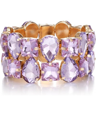 Women's Wedding Bridal Jewelry Teardrop Marquise-Cut Rhinestone Crystal Stretch Bangle Bracelet Light Purple Gold-Tone $9.66 ...