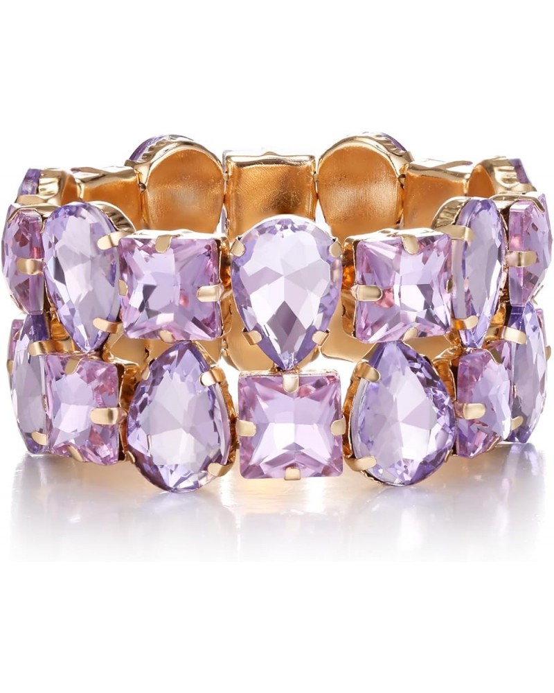 Women's Wedding Bridal Jewelry Teardrop Marquise-Cut Rhinestone Crystal Stretch Bangle Bracelet Light Purple Gold-Tone $9.66 ...