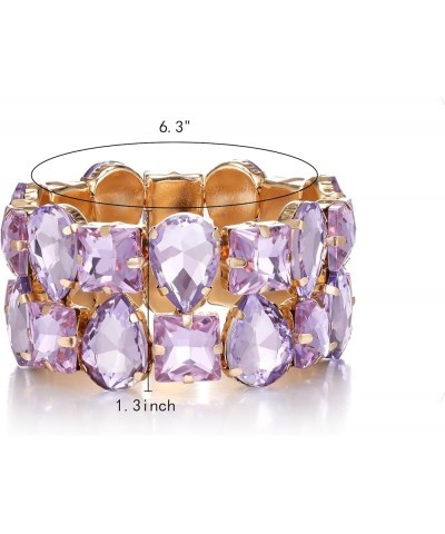 Women's Wedding Bridal Jewelry Teardrop Marquise-Cut Rhinestone Crystal Stretch Bangle Bracelet Light Purple Gold-Tone $9.66 ...