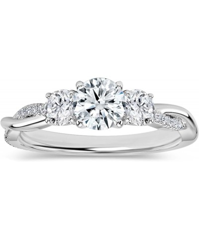 Round Lab Grown White Diamond Twisted Three Stone Engagement Ring for Women in 925 Sterling Silver 9 0.50 Carat $75.62 Rings