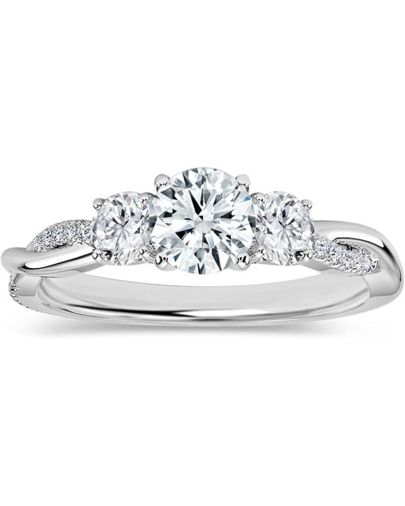 Round Lab Grown White Diamond Twisted Three Stone Engagement Ring for Women in 925 Sterling Silver 9 0.50 Carat $75.62 Rings