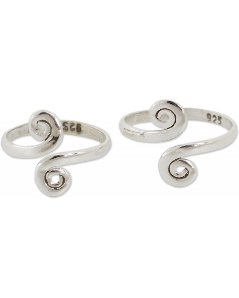 Artisan Handmade .925 Sterling Silver Toe Rings from India Modern Bohemian 'Luminosity'(Pair) $16.23 Body Jewelry