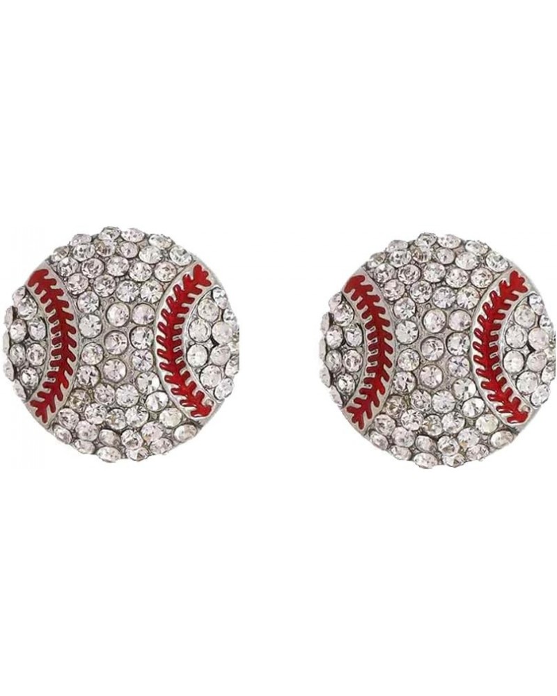 CZ Sport Ball Stud Earrings for Women Girls Silver Plated Cubic Zirconia Crystal Soccer Volleyball Softball Basketball Baseba...