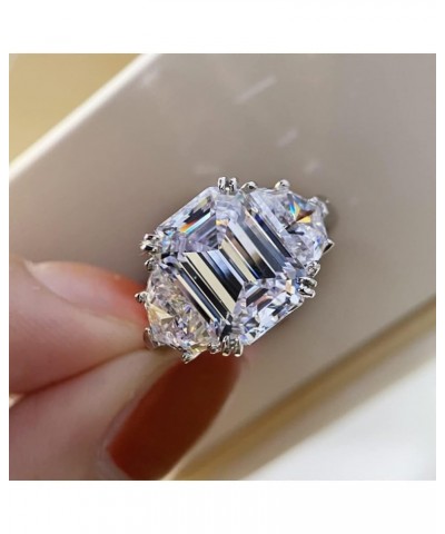 6 Carats Sterling Silver Engagement Wedding Ring Emerald-Cut Cubic Zirconia 7 $10.97 Rings