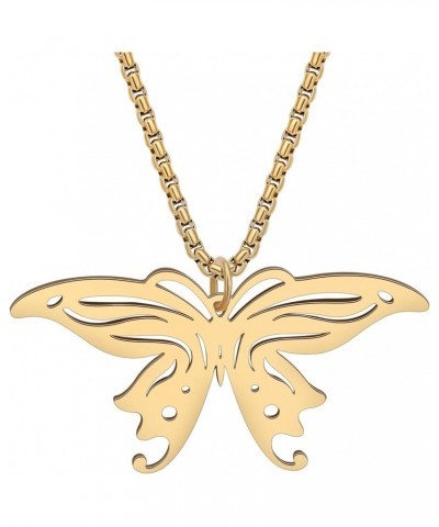 18K Gold Butterfly Necklace Chain Stainless Steel Butterfly Gifts for Women Girls Dainty Pendant Necklace Jewelry Plated Gold...