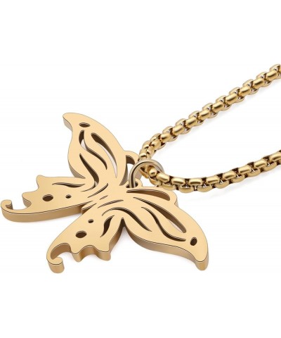 18K Gold Butterfly Necklace Chain Stainless Steel Butterfly Gifts for Women Girls Dainty Pendant Necklace Jewelry Plated Gold...