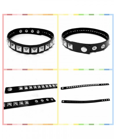 Pyramid Studded Choker Necklace and Bracelets for Men Women-80s Leather Wristband Wrist Cuff Armband Set -Punk Rock Emo Goth ...