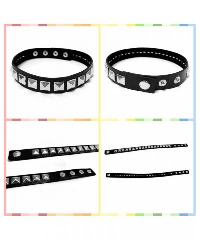 Pyramid Studded Choker Necklace and Bracelets for Men Women-80s Leather Wristband Wrist Cuff Armband Set -Punk Rock Emo Goth ...