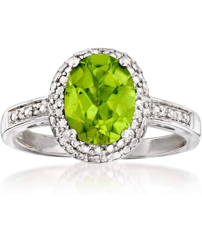 Gemstone and Diamond-Accented Ring in Sterling Silver Peridot $75.95 Rings