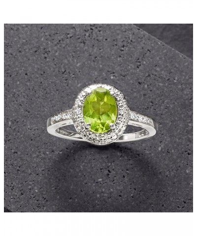 Gemstone and Diamond-Accented Ring in Sterling Silver Peridot $75.95 Rings