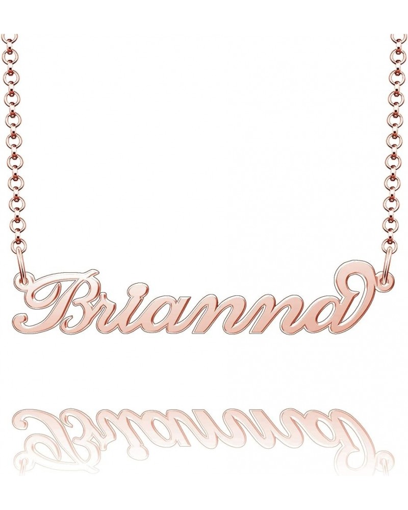 Name Necklace Personalized Gold Custom Name Plate Necklace Sterling Silver Brianna-Rose Gold $19.37 Necklaces