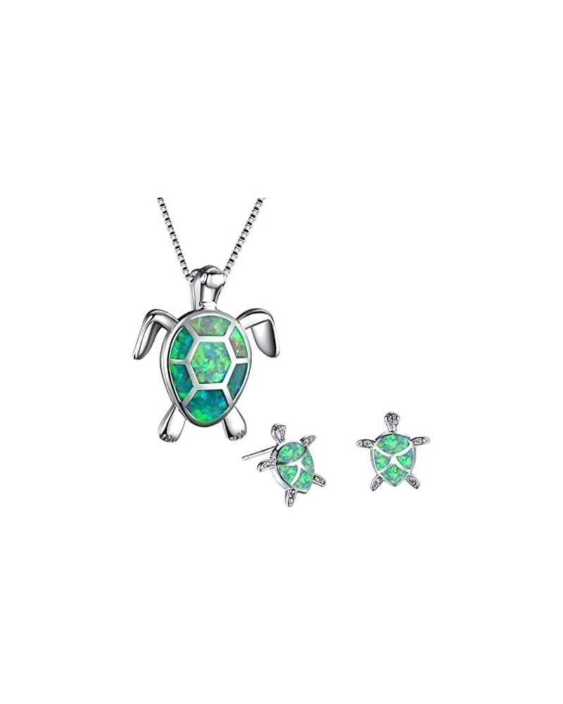 Sea Turtle Necklace and Earring Set, Jewelry Sets For Women, Sea Turtle Clavicle Pendant Jewelry Sets, Gift Bag Green $9.85 J...