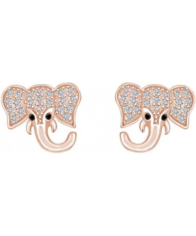 14k Gold Over Sterling Silver Animal, Bird, Insects Cubic Zirconia Stud Earrings Rose Gold Over : ELEPHANT 2 $18.23 Earrings