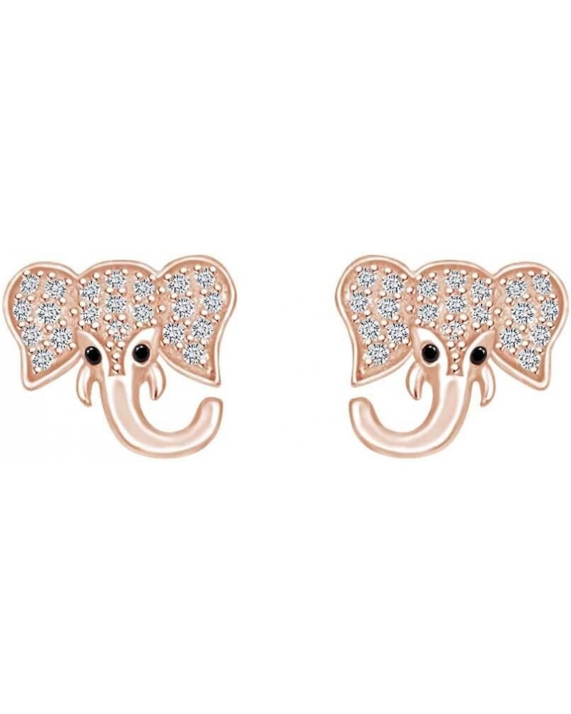 14k Gold Over Sterling Silver Animal, Bird, Insects Cubic Zirconia Stud Earrings Rose Gold Over : ELEPHANT 2 $18.23 Earrings