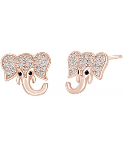 14k Gold Over Sterling Silver Animal, Bird, Insects Cubic Zirconia Stud Earrings Rose Gold Over : ELEPHANT 2 $18.23 Earrings