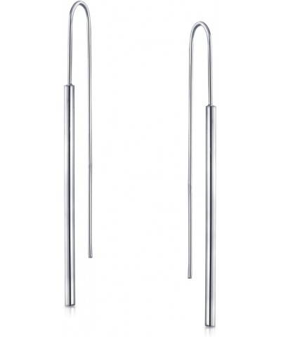 Minimalist Geometric Linear Bar Threader Earrings For Women For Teen .925 Sterling Silver $11.75 Earrings