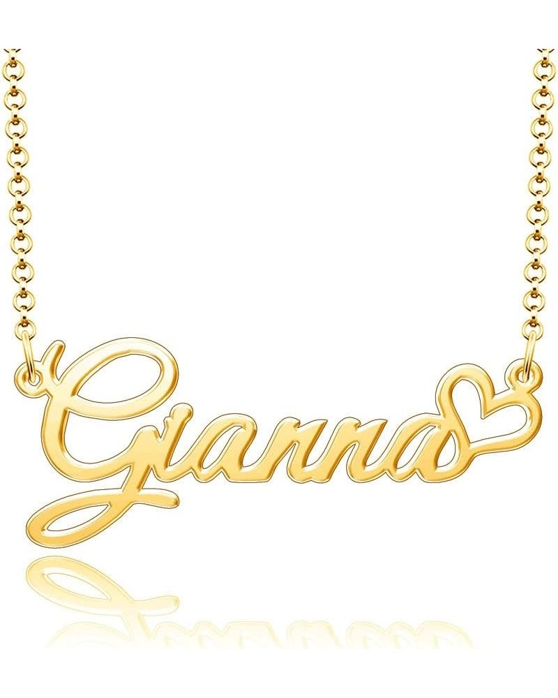 Personalized Name Necklace Custom Gold Name Plate Necklace Sterling Silver Love Heart Pendant Gift Card Gianna-Gold $13.04 Ne...