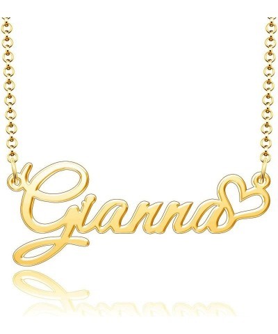 Personalized Name Necklace Custom Gold Name Plate Necklace Sterling Silver Love Heart Pendant Gift Card Gianna-Gold $13.04 Ne...