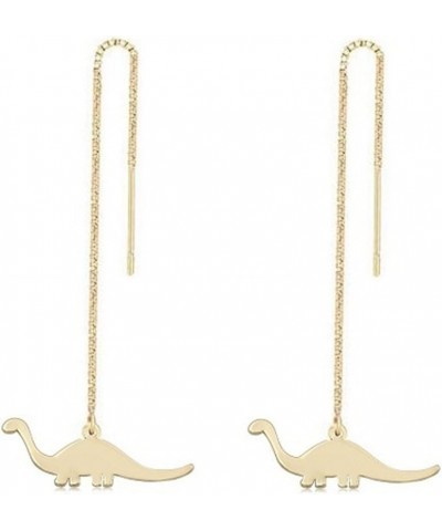 Fashion Charm Dinosaur Dangle Earrings Long Ear Line Cute Tiny Animal Jewelry for Women Girls gold $9.34 Earrings