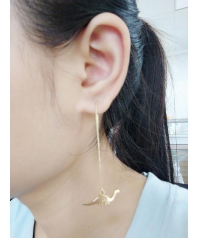 Fashion Charm Dinosaur Dangle Earrings Long Ear Line Cute Tiny Animal Jewelry for Women Girls gold $9.34 Earrings