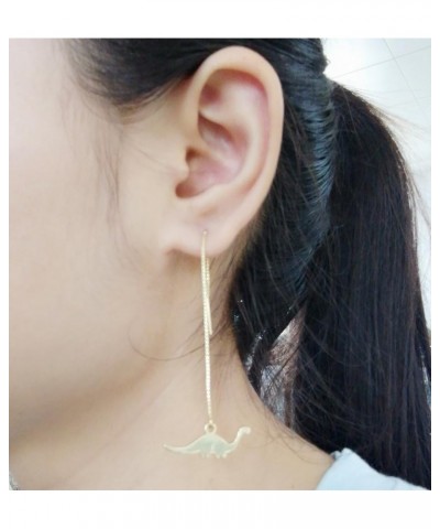 Fashion Charm Dinosaur Dangle Earrings Long Ear Line Cute Tiny Animal Jewelry for Women Girls gold $9.34 Earrings