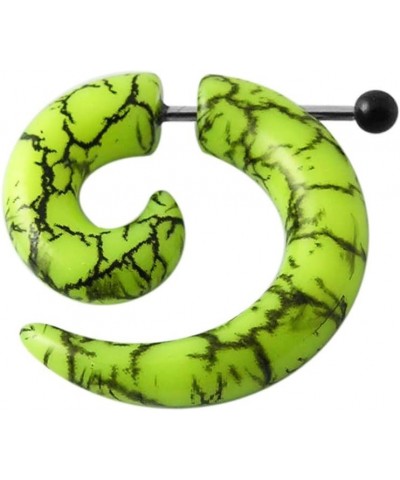 Black Marble Pattern on Green Acrylic Spiral with Surgical Steel Fake Gauge Ear Plugs - Sold by Piece 6.0 Millimeters $7.99 B...