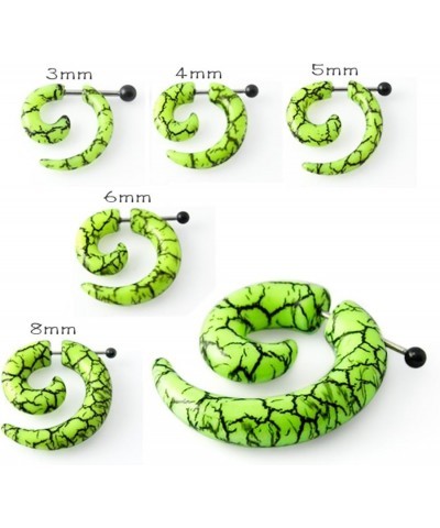 Black Marble Pattern on Green Acrylic Spiral with Surgical Steel Fake Gauge Ear Plugs - Sold by Piece 6.0 Millimeters $7.99 B...