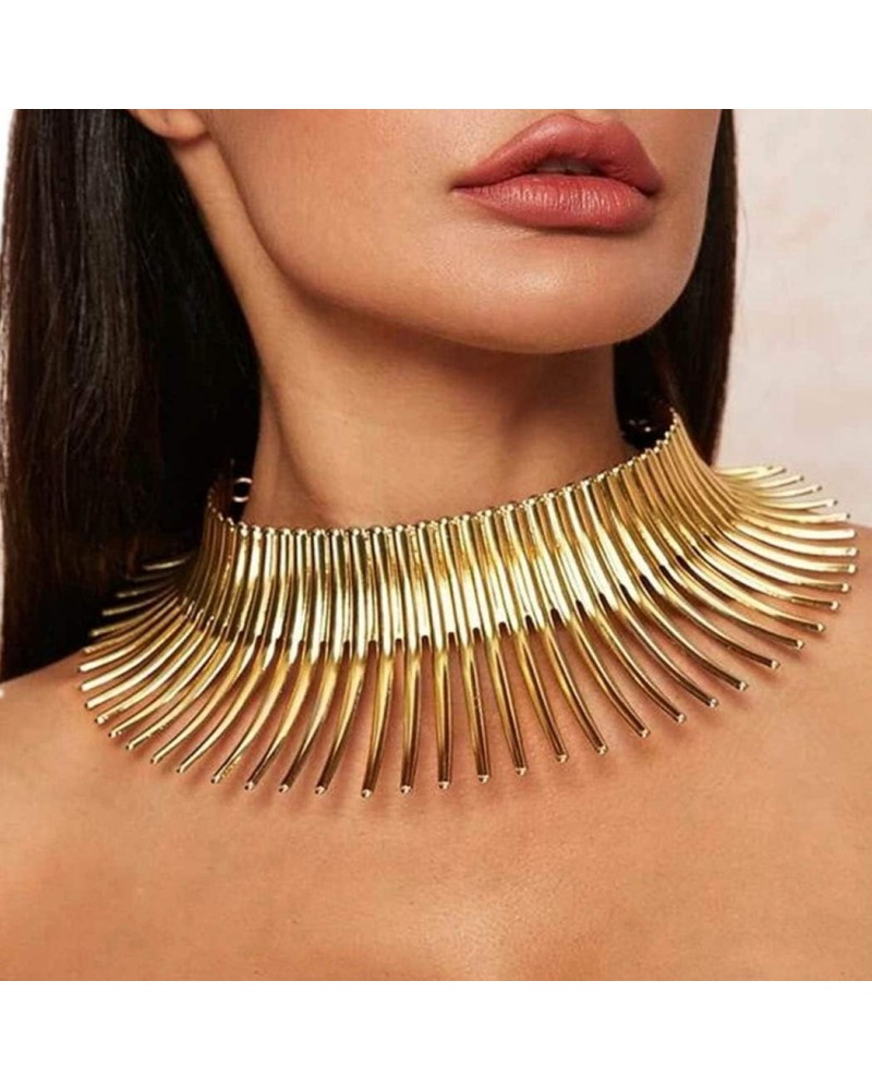 African Collar Choker Necklace Gold Statement Chokers Bib Chunky Necklaces Jewelry for Women and Girls (Gold) $11.80 Necklaces