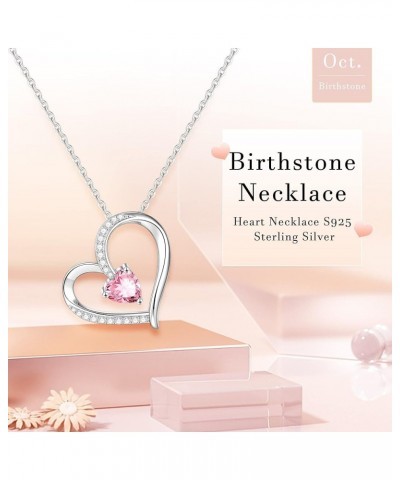 Love Heart Birthstone Necklace for Women, S925 Sterling Silver Heart Jewelry for Women Girls Mothers Silver Heart Necklace Bi...