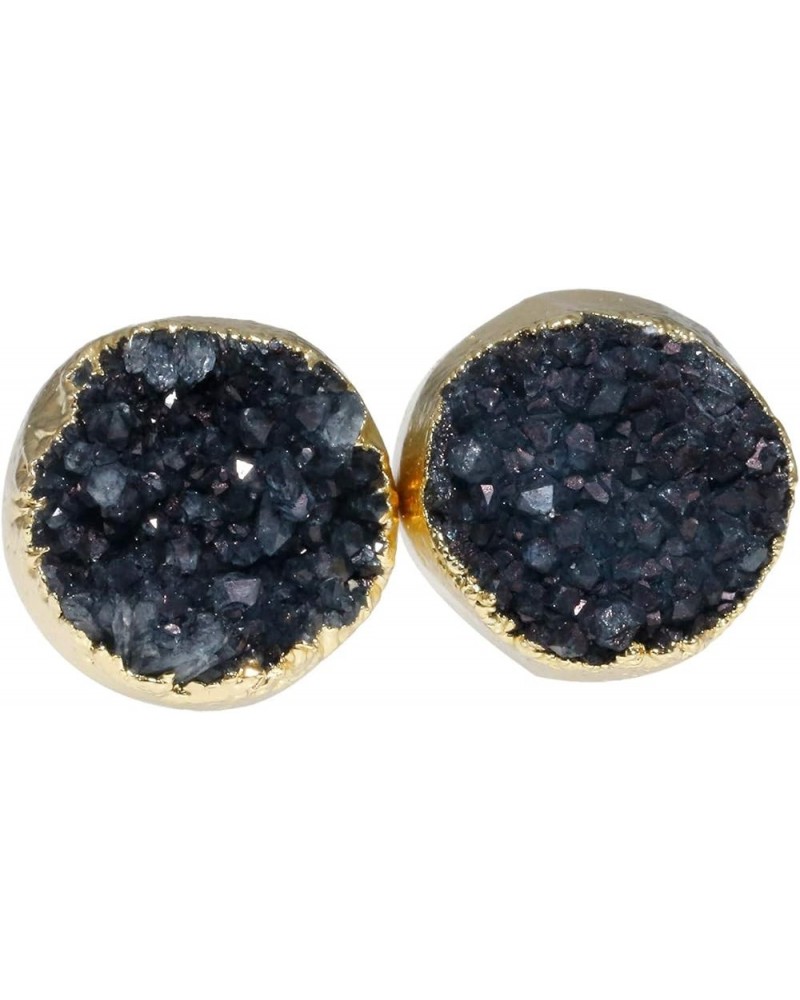 Druzy Crystal Quartz Geode Stud Earrings for Women, Stone Earrings for Girls 3Black $11.10 Earrings