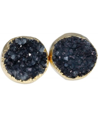 Druzy Crystal Quartz Geode Stud Earrings for Women, Stone Earrings for Girls 3Black $11.10 Earrings