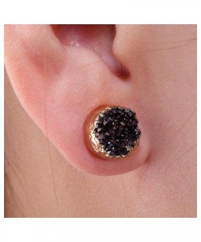 Druzy Crystal Quartz Geode Stud Earrings for Women, Stone Earrings for Girls 3Black $11.10 Earrings