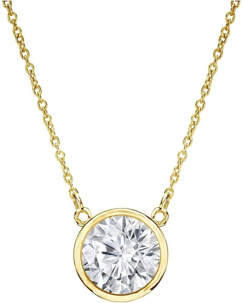 14k Yellow Gold Bezel-set Round Diamond Solitaire Pendant (1/5-1 cttw, O.White, I2-I3) 0.38 carats $401.60 Necklaces